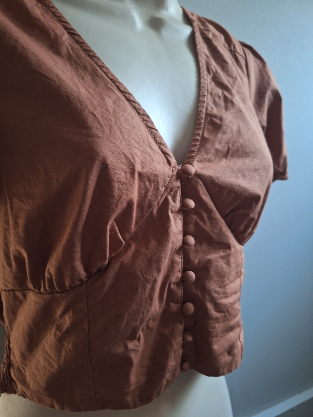 100% Cottton Japna Burnt Orange Button Front Crop Top